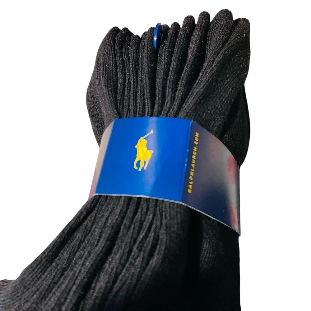 Polo Ralph Lauren Mens Black Ankle Socks 6 Pairs Pony Logo PSPW-BA-CH-4012-T